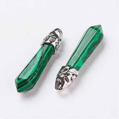 Synthetic Malachite Pointed Pendants G-P309-10-1