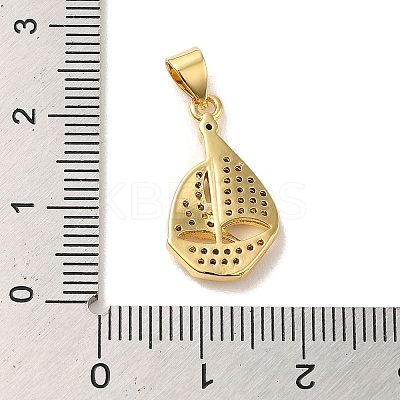 Rack Plating Brass Micro Pave Clear Cubic Zirconia Pendants KK-C047-17G-1
