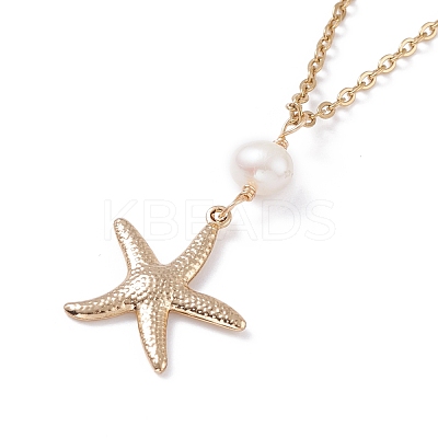 Starfish Pendant Neckelaces for Girl Women NJEW-JN03744-1
