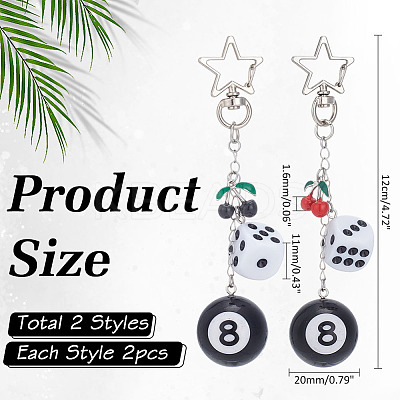 4Pcs 2 Styles Plastic & Alloy Enamel Pendant Decorations HJEW-ME00024-1