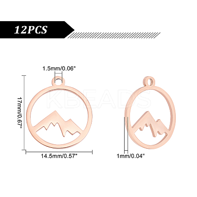12Pcs Ion Plating(IP) 201 Stainless Steel Laser Cut Pendants STAS-UN0033-10-1