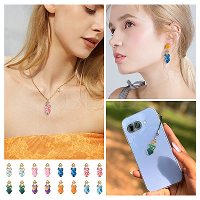 32Pcs 8 Colors Alloy Enamel Pendants ENAM-TA0003-95-1