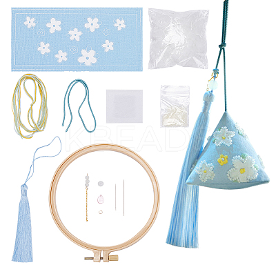 DIY Embroidery Zongzi Sachet Pendant Decoration Kits for Dragon Boat Festival DIY-WH0033-56A-1