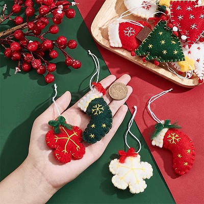 6Pcs 6 Style Wool Felt Pendant Decorations HJEW-NB0001-90-1
