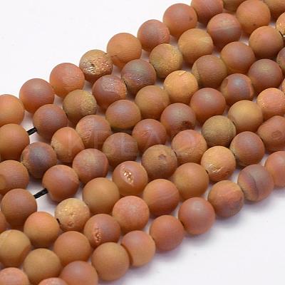 Electroplate Natural Druzy Agate Beads Strands G-G708-10mm-M-1