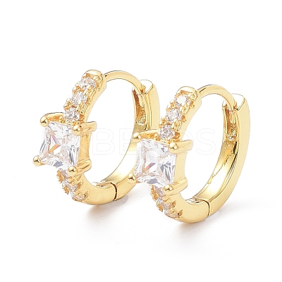 Brass Inlaid Cubic Zirconia Hoop Earrings ZIRC-P090-16G-D-1