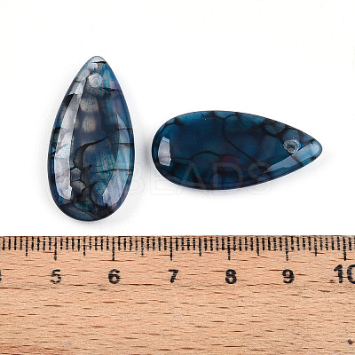 Natural Dragon Veins Agate Pendants G-N0325-16E-1