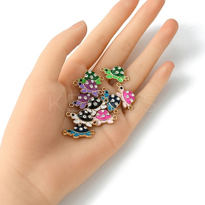 10Pcs 5 Colors Alloy Enamel Connector Charms ENAM-YW0003-43-1