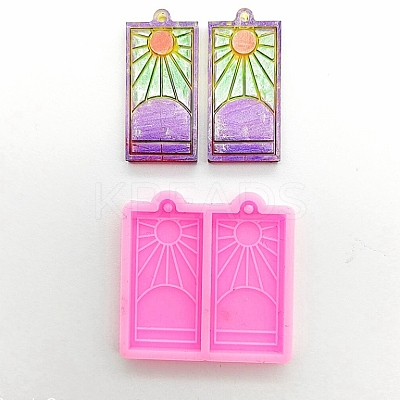 Rectangle with Sunrise Pendant Silicone Molds DIY-M034-11-1