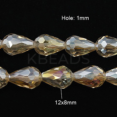 Electroplate Glass Beads Strands X-EGLA-D015-12x8mm-24-1