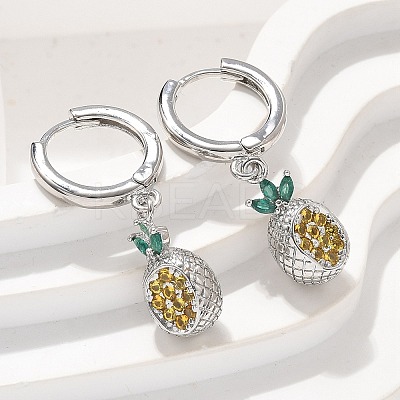 Brass Cubic Zirconia Hoop Earrings EJEW-Q015-02P-A-1