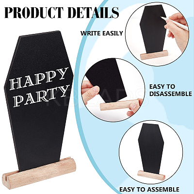 Coffin Shape  Wood Mini Chalkboard Message Board Signs AJEW-WH0567-61-1