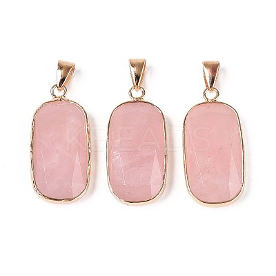 Natural Rose Quartz Pendants G-N349-03F-G-1