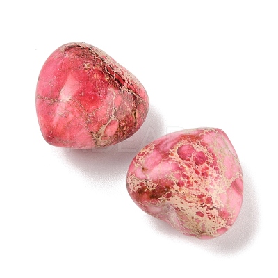Dyed Natural Imperial Jasper Heart Palm Stone G-Q021-03C-1