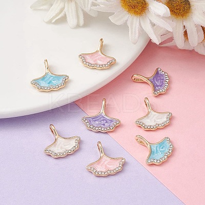 8Pcs 4 Colors Rack Plating Alloy Rhinestone Pendant ENAM-YW0003-23-1
