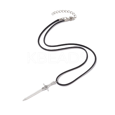 Alloy Sword Pendant Necklace with Waxed Cords NJEW-JN04473-1