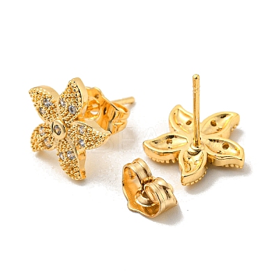 Light Gold Brass Micro Pave Cubic Zirconia Stud Earrings for Women EJEW-E295-31KCG-1