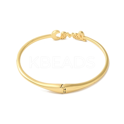 Rack Plating Brass Micro Pave Clear Cubic Zirconia Love Word Hinged Bangles BJEW-G716-02G-1