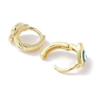 Real 18K Gold Plated Brass Enamel Evil Eye Heart Hoop Earrings for Women EJEW-L269-120G-1