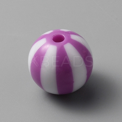 Opaque Acrylic Striped Beads SACR-WH0009-10C-1