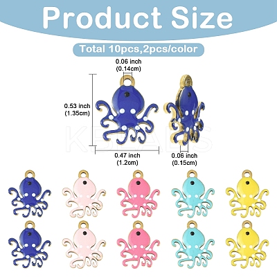 10Pcs 5 Colors Ion Plating(IP) 201 Stainless Steel Charms STAS-YW0003-45-1