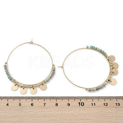304 Stainless Steel Natural Natural Turquoise Chandelier Earrings EJEW-Z089-36G-01-1