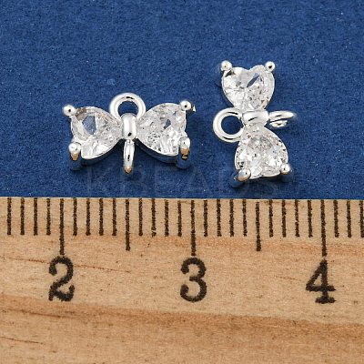 Brass Pave Clear Cubic Zirconia Connector Charms KK-B096-04S-1