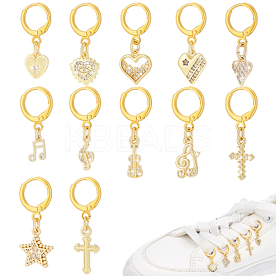 12Pcs Brass Micro Pave Clear Cubic Zirconia Shoes Charms HJEW-PH02500-1
