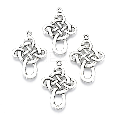 Chinese Knot Tibetan Style Pendants TIBEP-A5642-AS-RS-1