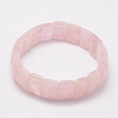 Faceted Natural Rose Quartz Beads Stretch Bracelets BJEW-E289-C08-1