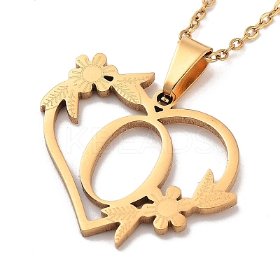 PVD Vacuum Plating 201 Stainless Steel Pendant Necklaces NJEW-R267-02O-G-1