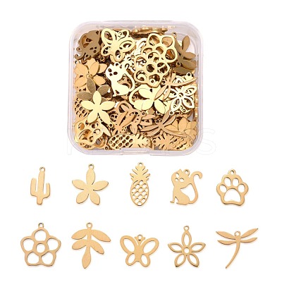 100Pcs 10 Style 304 Stainless Steel Pendants STAS-LS0001-32G-1