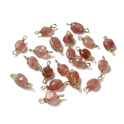 Natural Strawberry Quartz Connector Charms FIND-C046-11A-G-1