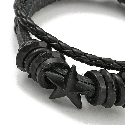 PU Imitation Leather Cord Triple Layer Multi-strand Bracelets BJEW-P329-05A-EB-1