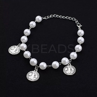 Iron Flat Round with Saint Benedict Charm Bracelets HP3576-1