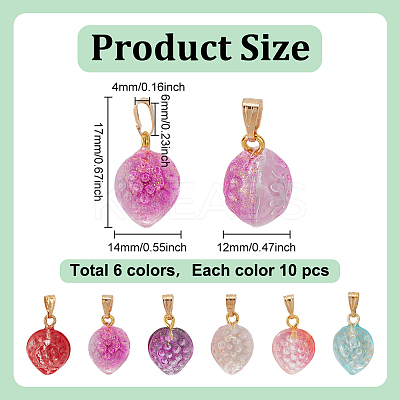 60Pcs 6 Colors Two Tone Transparent Spray Painted Glass Pendants GLAA-HY0001-47-1
