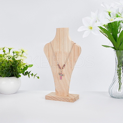 Bust Wooden Necklace Display Stands NDIS-WH0009-17-1