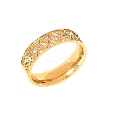 304 Stainless Steel with Clear Cubic Zirconia Finger Rings FS-WG2FC1C-18-1