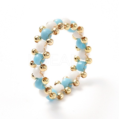Glass Seed Beads Rings for Teen Girl Women RJEW-TA00010-1