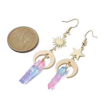Moon & Star & Sun Brass Asymmetrical Earrings EJEW-JE05459-1