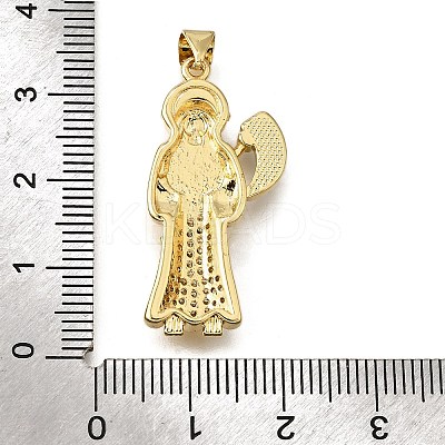 Brass Micro Pave Cubic Zirconia Shell Pendants KK-D328-06G-1