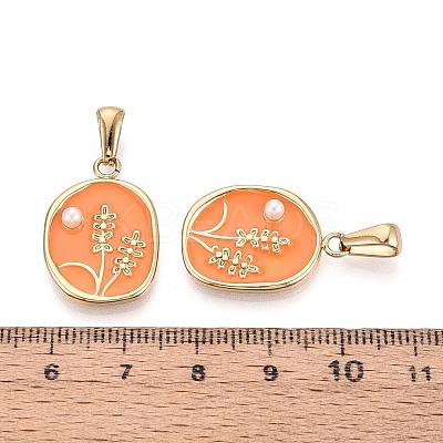 304 Stainless Steel & Enamel & ABS Imitation Pearl Pendants STAS-T072-90A-G-1