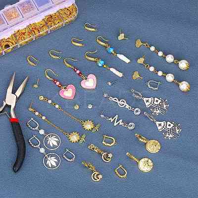 8 Pair 2 Color Flat Round Brass Micro Pave Cubic Zirconia Stud Earring Findings ZIRC-SZ0005-03-1