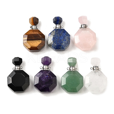 Natural Mixed Stone Perfume Bottle Pendants G-L623-13P-1