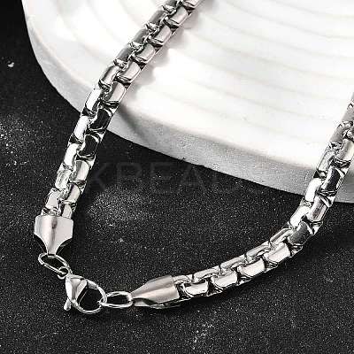 201 Stainless Steel Box Chain Necklaces for Men STAS-V011-01B-P-1-1