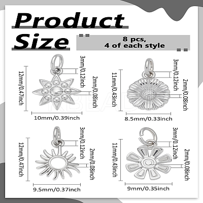 8Pcs 4 Styles Brass Charms KK-LP0004-12P-1