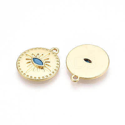 Brass Pave Cubic Zirconia Pendants KK-T074-58G-1