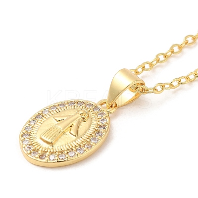 Brass Micro Pave Cubic Zirconia Pendants Necklace NJEW-I125-01E-1