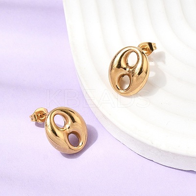 304 Stainless Steel Oval Pendant Necklaces & Bracelets & Stud Earrings Sets SJEW-P008-02G-1