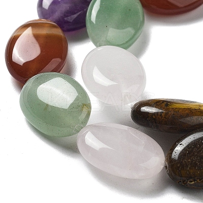 Natural Amethyst & Crystal Quartz & Green Aventurine & Carnelian & Tiger Eye Beads Strands G-P528-M20-01-1
